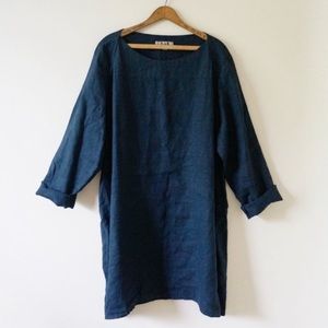 FLAX Navy Blue Long Sleeve Dress